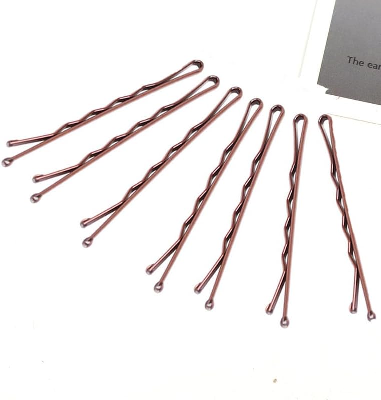 2 Inch Brown Hair Bobby Pins Metal Clips Twisted Spiral Curved Ball Tips Non-slip Decorative Long Short Women Girls Nickel Free Hairdressing Wedding Accessories with Case 100 PCS - Image 4
