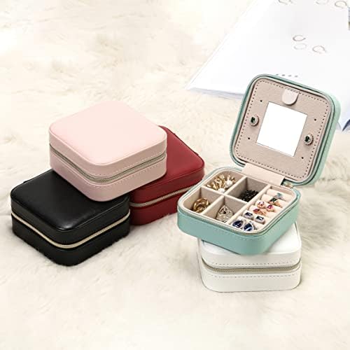 TRODANCE Jewelry Travel Case with Mirror,Small Travel Jewelry Organizer, Portable Jewelry Box Travel Mini Storage Organizer Portable Display Storage Box for Rings Earrings Necklaces (Black) - Image 6