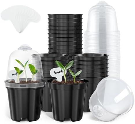 3 Inch Nursery Pots with Humidity Domes for Seed Starting (30 Pcs) by HOMENOTE