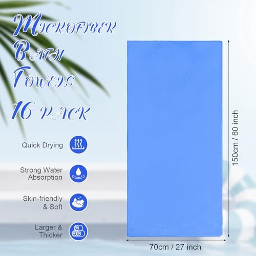 SmoothNovelty 16 Pack Microfiber Bath Towels Bulk, Simple, Royal Blue - Image 2