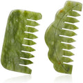 Geiserailie 2 Pcs Jade Combs Gua Sha Stone Scalp Massage Tool by Geiserailie