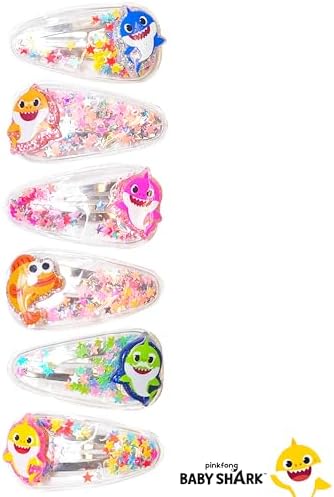 Baby Shark Hair Accessories For Girls, 6pc Cute Hair Clips with Favorite Babyshark Character Charms, Magical Confetti Slaps for Kids, Toddler, Ages 3+ - Image 2
