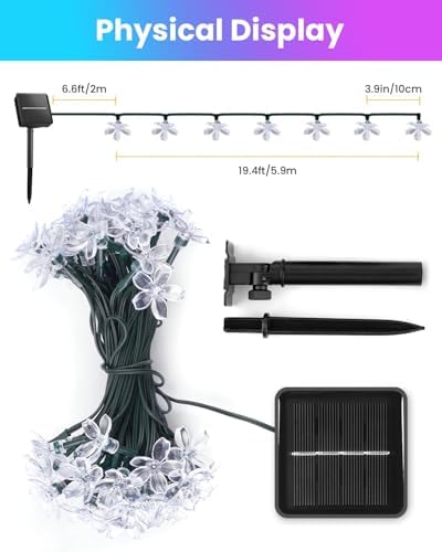Brightown 60 LED Flower Solar String Lights Outdoor Waterproof, Fairy Lights for Garden Yard Fence Patio Christmas Tree Wedding Party Decor, Multicolor, 4 Pack - Image 4