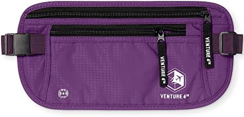 VENTURE 4TH Travel Money Belt, RFID Blocking Passport Holder - Purple by VENTURE4TH