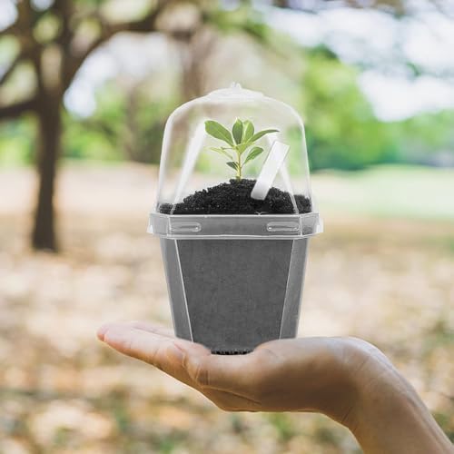 50 Packs Clear Plant Nursery Pot with Humidity Dome, Plastic Gardening Pot - Image 5