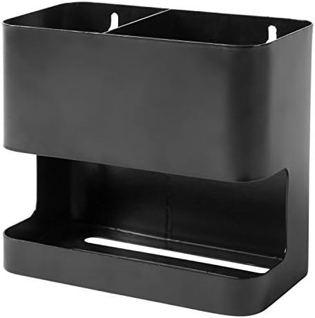 MyGift 2 Slot Hair Tools Organizer, Black Metal Wall Mounted Holder - Image 2