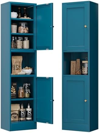 Bevivog Metal Kitchen Pantry Cabinet for Small Space, 67" Tall Storage Cabinets with 2 Doors and Adjustable Shelves, Freestanding Narrow Bathroom Cabinet, 15.7" W Slim Pantry by BevivogStylishCabinetsOrganizeYourSpace