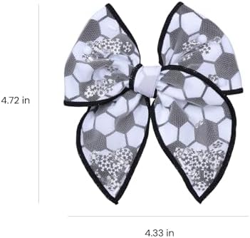 Black White Soccer Hair Bows for Girls, 4" Mesh Tulle Fable Bow Hair Clips - Image 7