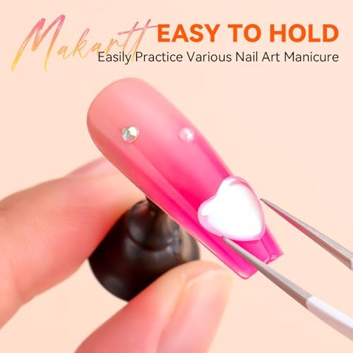 Makartt Press on Nails Stand: Black and White Nail Holder for Painting Nails, Stands for Art Display Practice, Magnetic Fake Holders with 1M Double-Sided Tape DIY Home Salon Use - Image 3