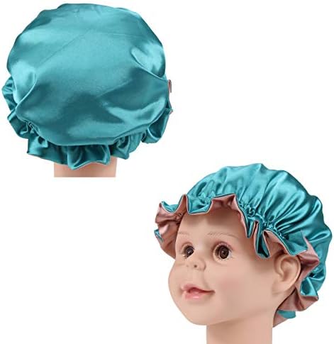 Kids Satin Bonnet Sleeping Cap Adjustable Silky Bonnet Double Layered Reversible Hair Bonnet Silky Night Hat for Toddler Child Baby - Image 6