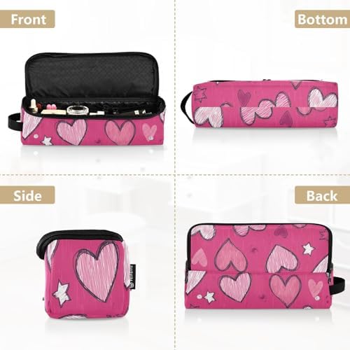 Hair Tools Travel Bag with Heat Resistant Mat Detachable 2-in-1 Curling Iron Travel Case Hot Tools Organizer for Straightener Flat Iron Hot Pink Hearts and Stars - Image 5