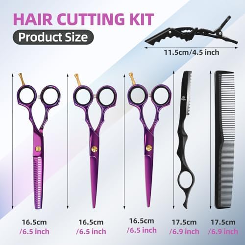 ETHTXE 9Pcs Professional Hair Scissors Set, Stainless Steel Barber Supplies - Image 2