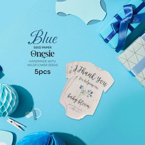 5 Blue Onesie-Shaped Gift Wrap Tags with Wildflower Seeds - Image 2