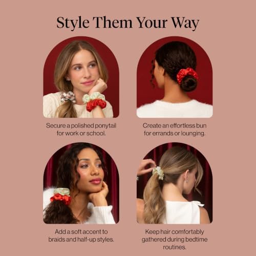 Kitsch Holiday Satin Scrunchies or Women - Multi Color, 3pc - Image 6
