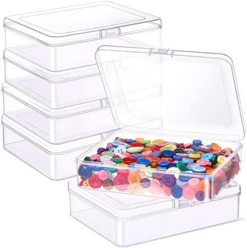 Jetec 6 Pieces Small Clear Plastic Storage Box, 5 x 4 x 1.3 Inch by Jetec