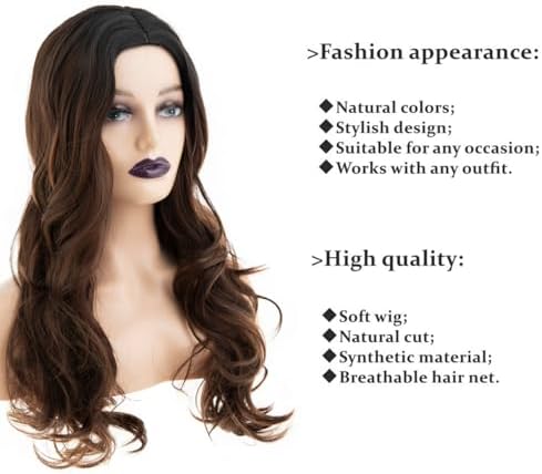 Long Curly Wavy Brown Wig for Women Synthetic Blonde Mixed Brown Hair Wigs for Female Daily Wear Anime Costume Halloween Cosplay Party - Image 3