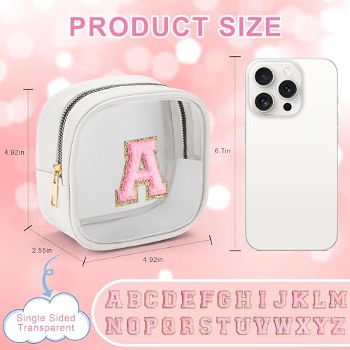 YOOLIFE Initial Make Up Bag Travel Toiletry Bag, Clear Makeup Bag Preppy Cosmetic Bags Organizer Travel Essentials Gifts for Women Teen Girlfriend Teacher Mom Birthday Mothers Day Gifts White K - Image 3