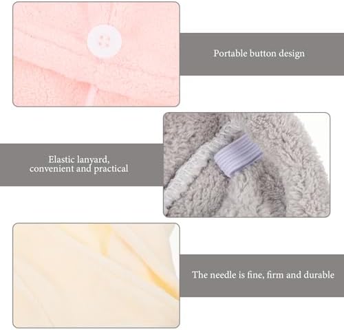 3Pcs Hair Drying Towels for Women, Coral Fleece Quick Dry Hair Wrap - Image 7