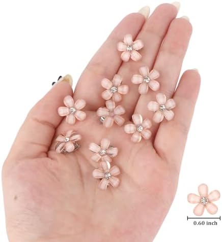 YISSION 20Pcs Mini Champagne Flower Hair Clips, Rhinestone Decorative Hair Pins for Women and Girls Wedding Bridal Prom Daily Hairstyle Accessories - Image 6
