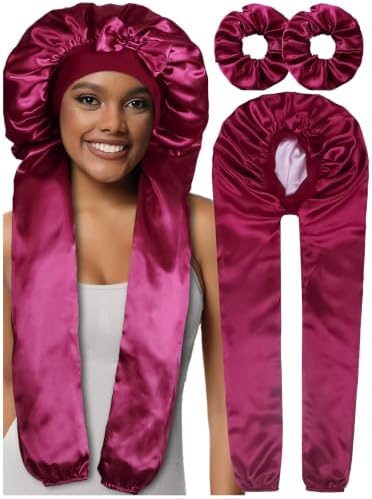 1+2 Satin Pantyhose Bonnet for Braids, Long Hair Bonnet for Women Sleeping by Heniho