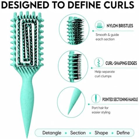 Curly Hair Brush Candybrush Curl Defining Brush for Detangling Shaping and Defining Curls for Women, Men, Wet & Dry Hair (Green) - Image 2