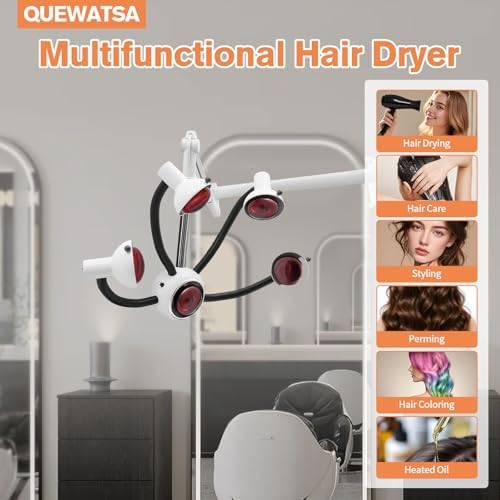 Wall Mounted Hair Dryer with Infrared Heat Bulbs, 5 Heads Multifunctional Salon Hair Color Processor Accelerator Heater Lamp, 750W Professional Infrared Hair Treatment Perm Machine (White+Black) - Image 5