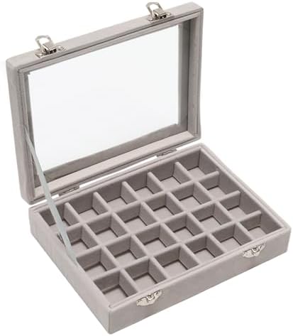 24 Grid Jewelry Box, Ring Display Organiser Box, Gray by Unknown