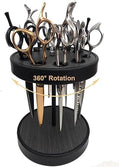 XDONEF Rotating Hair Scissors Holder, Wooden Barber Scissors Storage Holder Salon Shears Holder Hair Stylist Scissors Container Hairdressing Tools Organizer Black by XDONEF