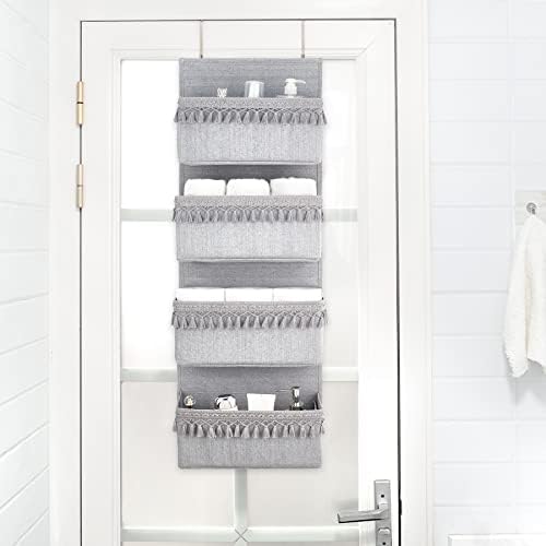 Dahey Over The Door Organizer 4 Pockets Hanging Behind Door Storage, Grey - Image 3
