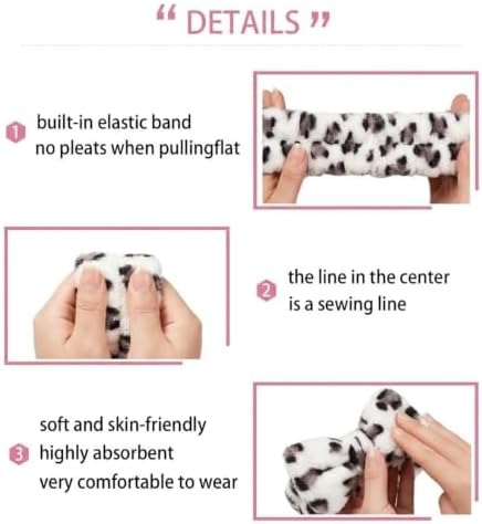 7 Pcs Spa Set, Facial Headband and Wristband Set, Skincare Accessories, College Style Girl Idea Gifts, Hair Accessories for Women and Girls （Beige Leopard ） - Image 7