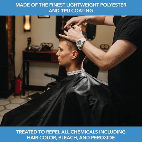 ForPro Low Fluorine Poly Chemical Cape, Professional Hair Salon Styling Cape with Adjustable Snap Closure, 58” L x 47” W, Black - Image 5