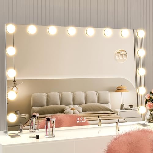 BEAUTME Hollywood Makeup Mirror, Tabletop/Wall-Mounted,911×180×616mm Silver by BEAUTMEDirect
