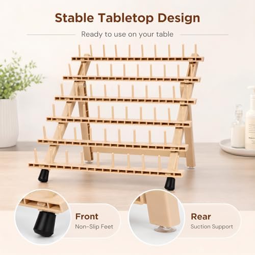60-Peg Braiding Hair Rack, Foldable Hair Extension Holder, Natural Beige - Image 2