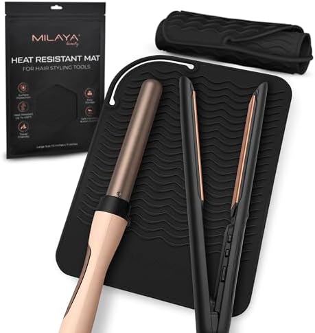 Large Vanity Mat, Heat Resistant Mat for Hair Tools, Vanity Décor, Black by MilayaBeauty