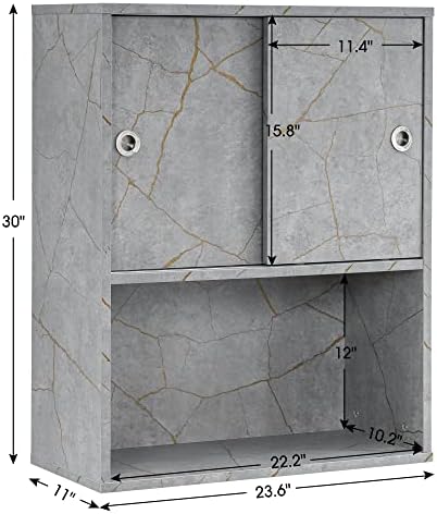 BarberPub Wall Mounted Storage Cabinet for Salon 7136 (Gold&Grey) - Image 3