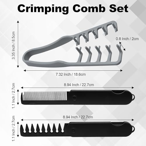 2 Pack Texture Styling Comb, Wide Tooth Volumizing, ABS, Black Grey - Image 4