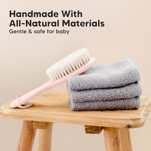 Wooden Baby Hair Brush for Toddler, Infant Cradle Cap (Blush, Regular) - Image 4