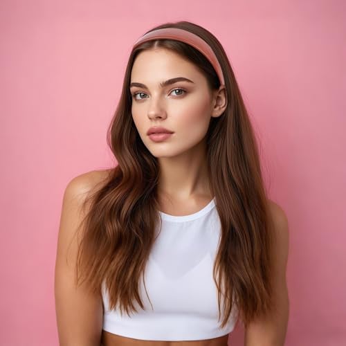 Brown Headband Faux Leather Thin Hairband Halloween Head Bands for Womens & Girls Hair Solid Simple Holiday Cosplay Head Bands Brown Hair Accessories for Women Girls - Image 4