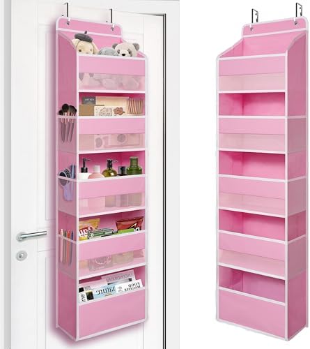 TYMENSH Over the Door Organizer for Bedroom Bathroom Pantry, 5 Shelf Pink by TYMENSH