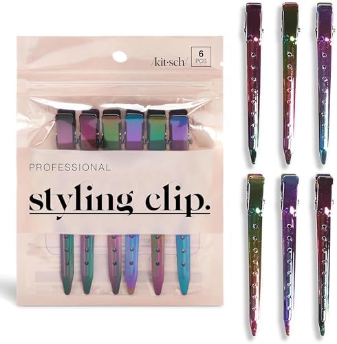 Kitsch Professional Alligator Clips for Hair Styling - Iridescent, 6 Pcs by Kitsch
