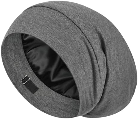 LULUSILK 100% Mulberry Silk Bonnet for Sleeping Women and Men, Dark Grey by LULUSILK