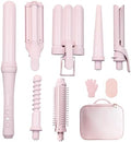 Curling Iron Set 7-in-1, Multi Curler Wand Set with Hair Straightener, Interchangeable Barrels(0.6"-1.25"), Crimper Styling Tools, Heated Round Brush for Wavy, Curling, Straightening by SPPZCUR