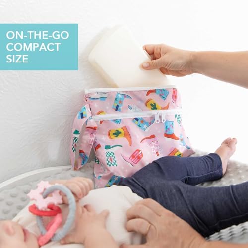 Bumkins Waterproof Wet Dry Clutch Bag for Baby, Travel, Swim Suit, Cloth Diapers, Pump Parts, Pool, Gym Clothes, Toiletry, Hook to Stroller, Pack for Daycare, Zip Bag, Packing Pouch, Cowgirl Boots - Image 4
