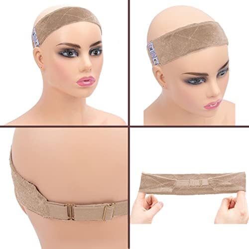 GEXWORLDWIDE GEX Wig Grip Band with Adjustable Elastic Closure Flexible Velvet No Slip Wig grip Headbands Cap for Wigs(Beige) - Image 3