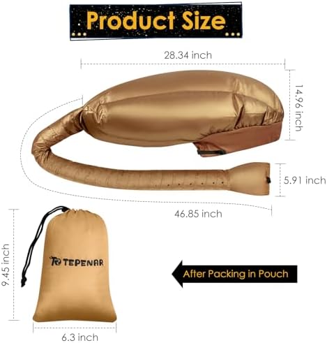 TEPENAR Hair Dryer Bonnet Attachment: Upgraded Extra Large Hooded Dryer Adjustable Hair Dryer Caps - Easy to Use for Natural Curly Textured Hair Care Styling Fast Drying - Gold - Image 3