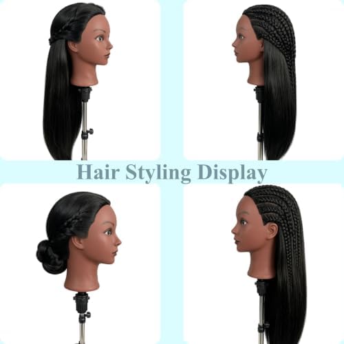 Black Mannequin Head for Braiding, Practice Hair Mannequin Head - Image 2