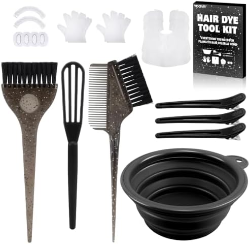 YOOVR 19pcs Hair Bleach Dye Kit with Hair Dye Brush, Bowl & Whisk (Black) by YOOVRDesign
