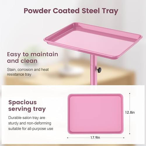 Salon Rolling Tray with Wheels, Adjustable Hair Stylist Cart for Tools - Image 3