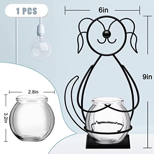 Desktop Dog Glass Planter Vase Holder Metal Plant Terrarium Stand - Image 2