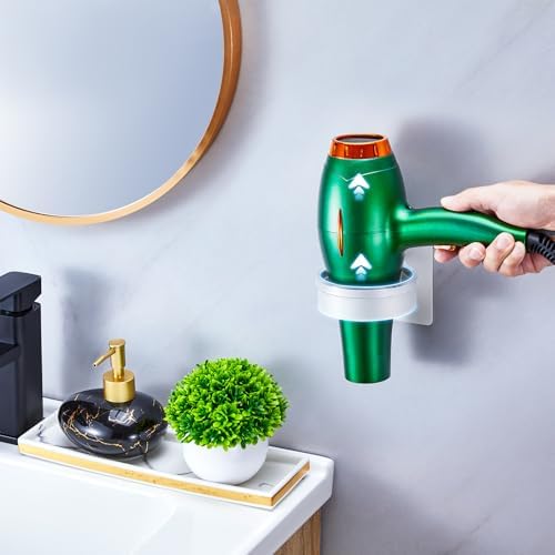 Blow Dryer Holder Wall Mounted, hairdryer holder for bathroom, Blow Dryer Organizer, hair tool organizer wall mount, Adhesive Hair Dryer Storage for Bathroom Barber Shop (White) - Image 5